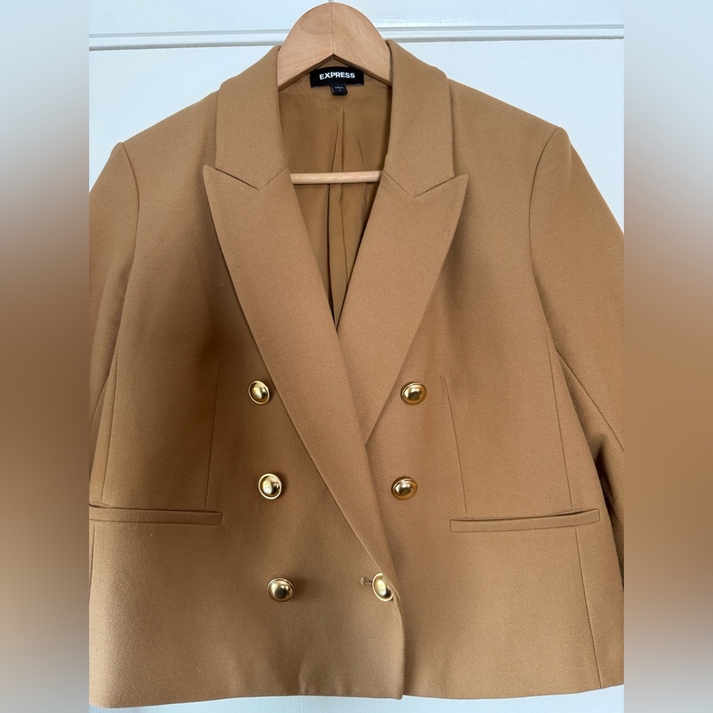 Express Cropped Editor Double Breasted Blazer Cog… - image 3